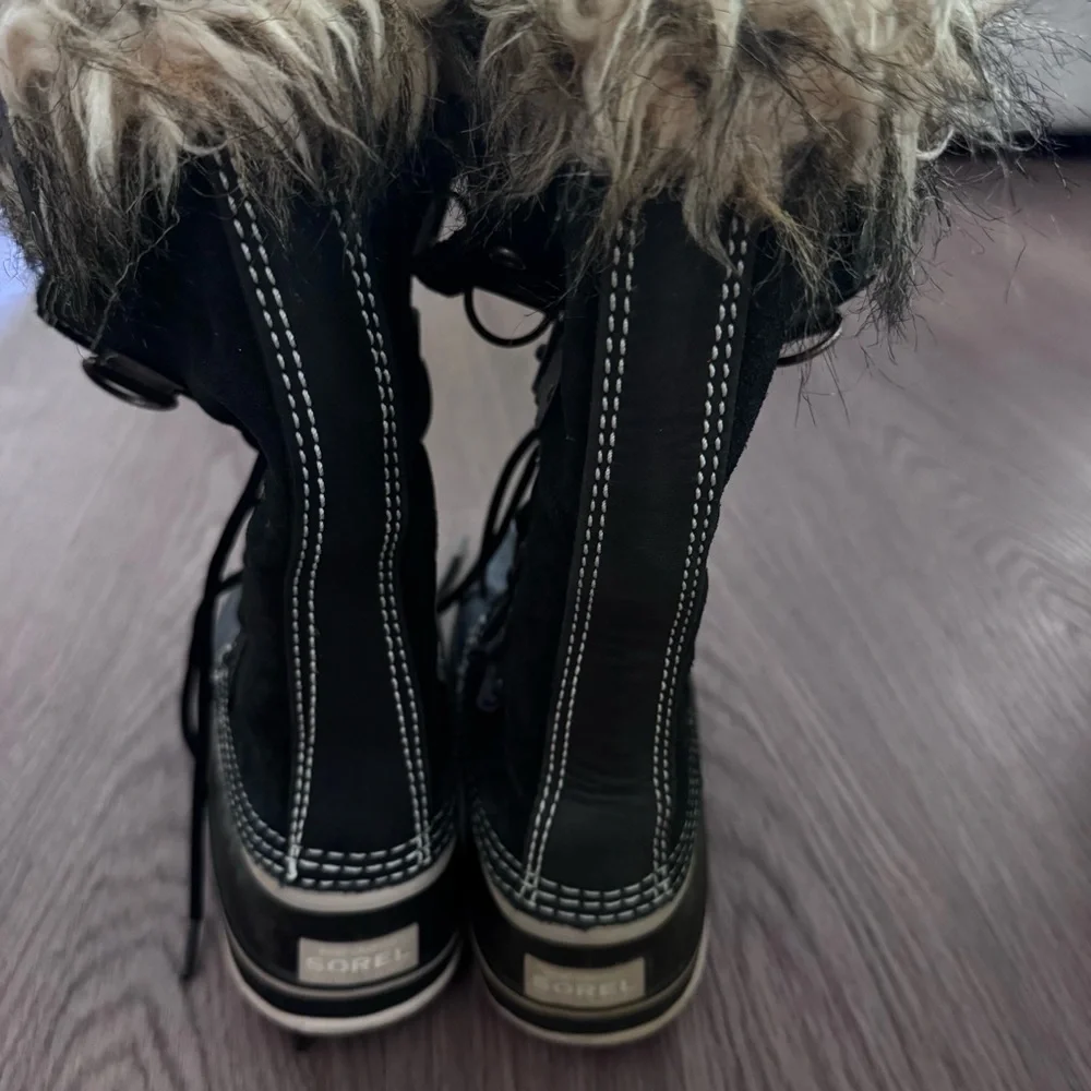 Sorel Black and White Faux Fur Winter Boots
